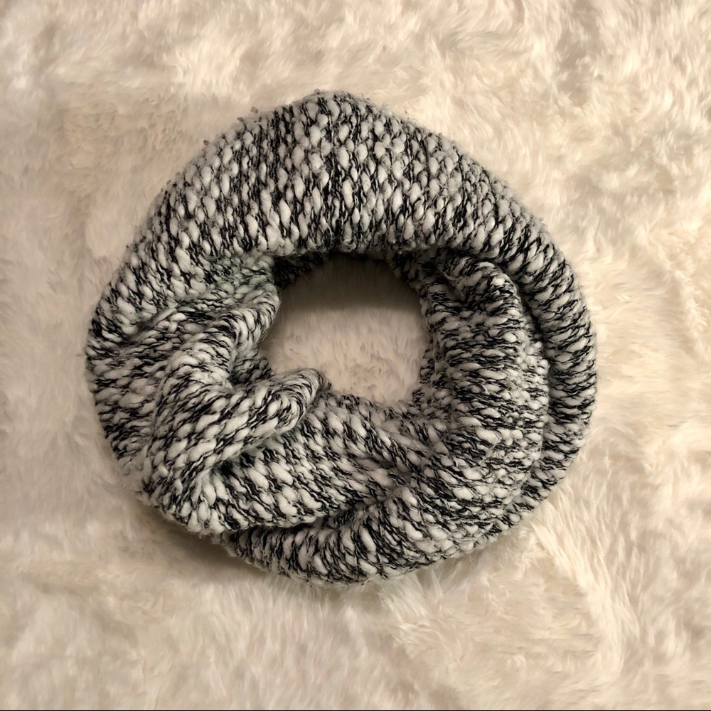 Express Black and White Knit Infinity Scarf